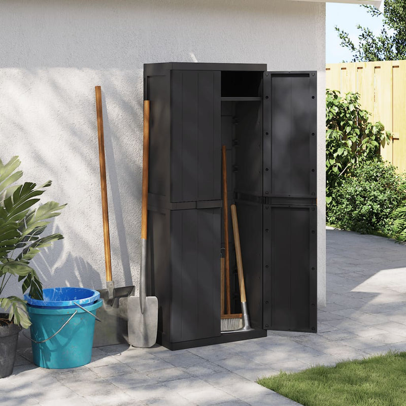 Outdoor Storage Cabinet Black 65x37x165 cm PP