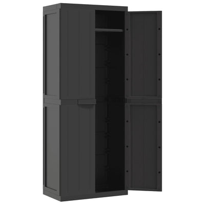 Outdoor Storage Cabinet Black 65x37x165 cm PP