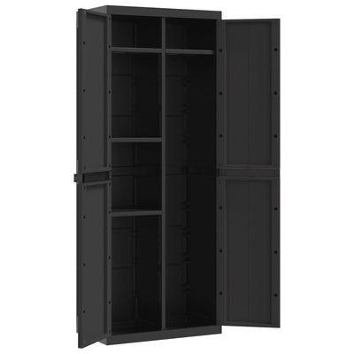 Outdoor Storage Cabinet Black 65x37x165 cm PP