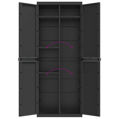 Outdoor Storage Cabinet Black 65x37x165 cm PP