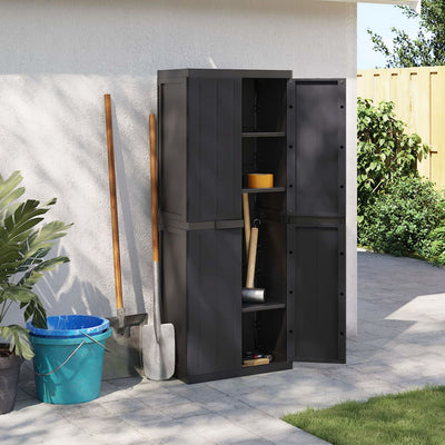 Outdoor Storage Cabinet Black 65x37x165 cm PP