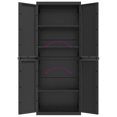 Outdoor Storage Cabinet Black 65x37x165 cm PP