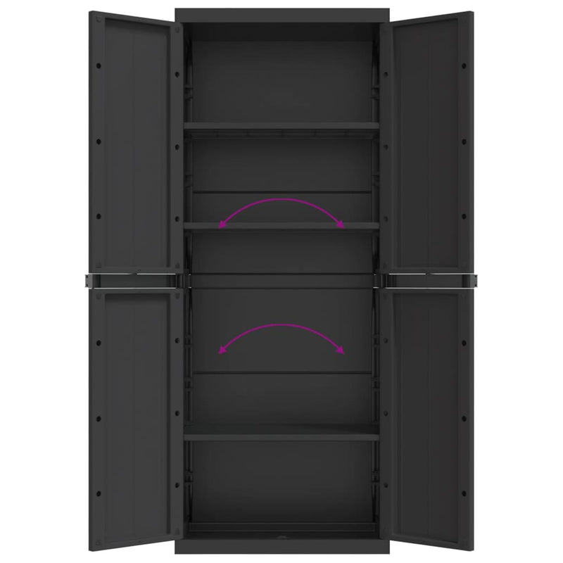 Outdoor Storage Cabinet Black 65x37x165 cm PP