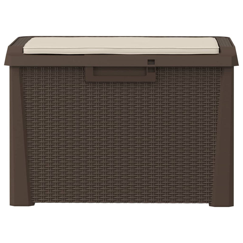 Garden Storage Box with Seat Cushion Brown 125 L PP