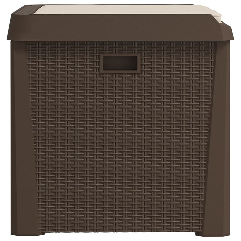 Garden Storage Box with Seat Cushion Brown 125 L PP