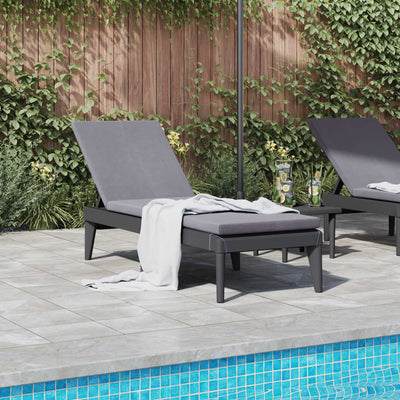 Sun Lounger with Cushion Anthracite 186x60x29 cm PP