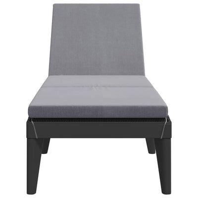 Sun Lounger with Cushion Anthracite 186x60x29 cm PP