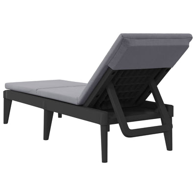 Sun Lounger with Cushion Anthracite 186x60x29 cm PP