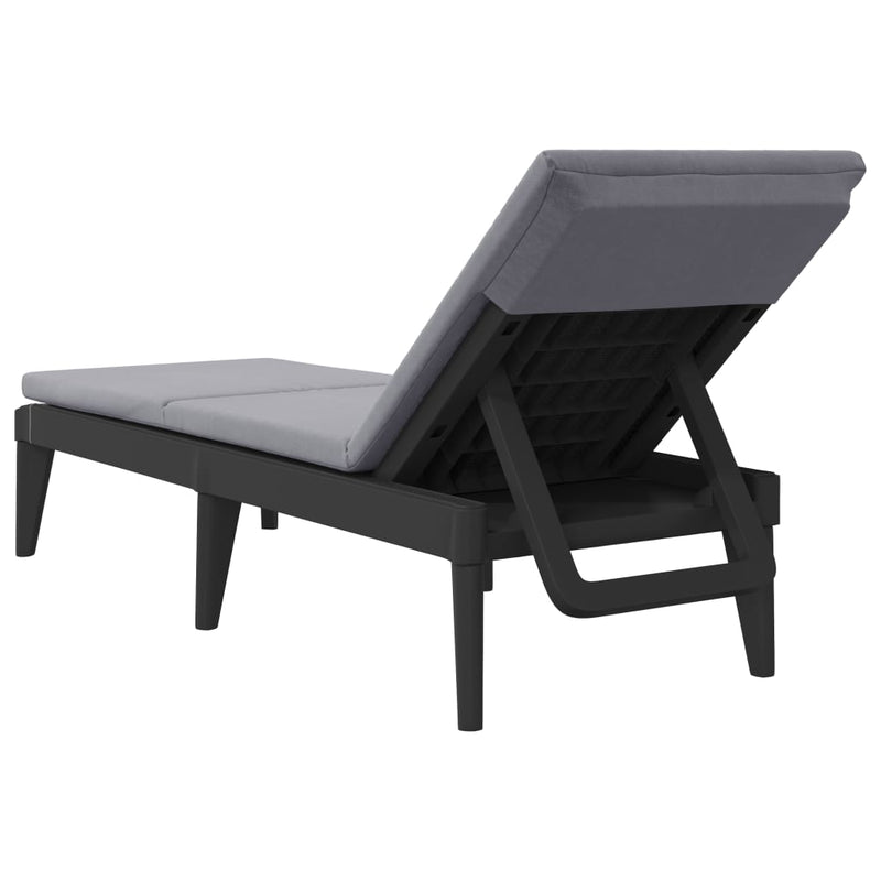 Sun Lounger with Cushion Anthracite 186x60x29 cm PP