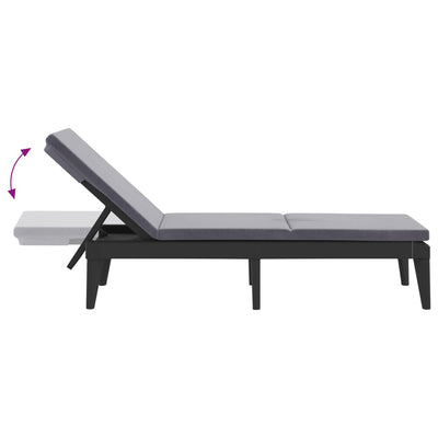 Sun Lounger with Cushion Anthracite 186x60x29 cm PP