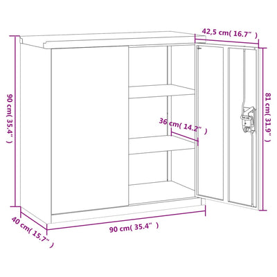 File Cabinet White 90x40x90 cm Steel