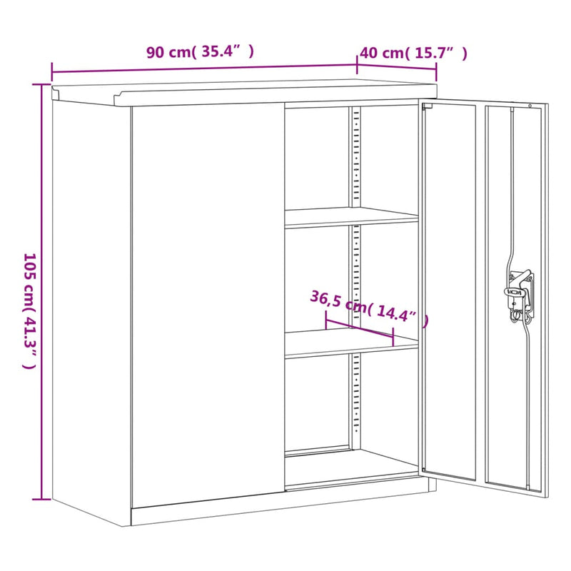 File Cabinet White 90x40x105 cm Steel