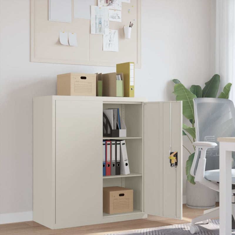 File Cabinet White 90x40x105 cm Steel