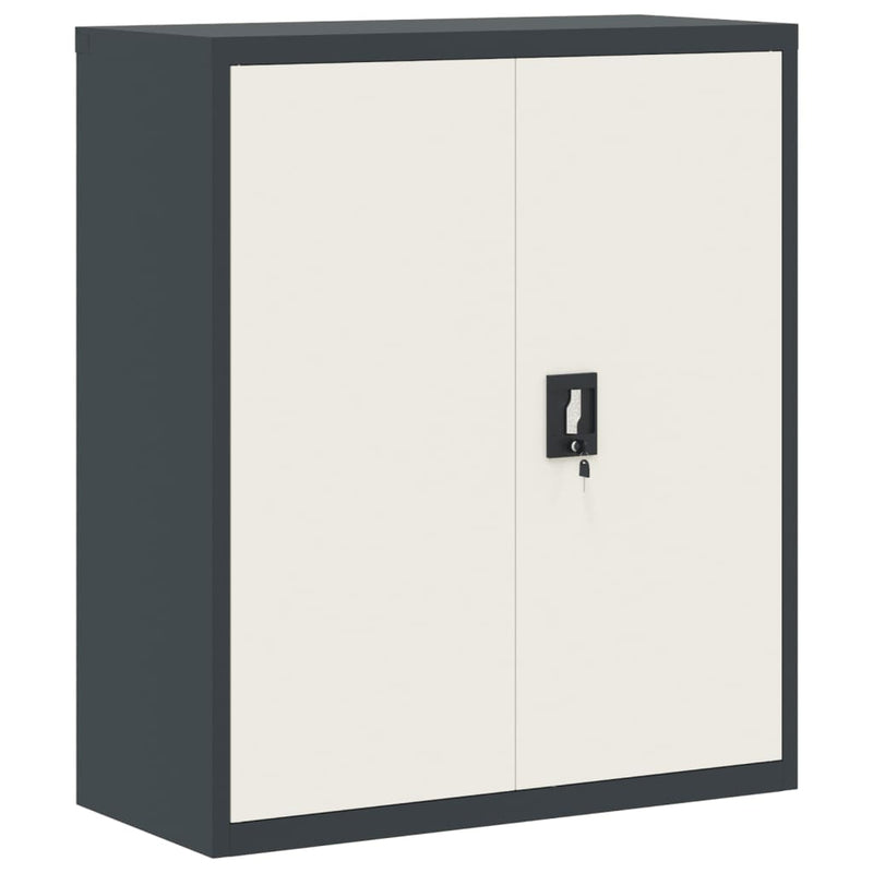 File Cabinet Anthracite and White 90x40x105 cm Steel