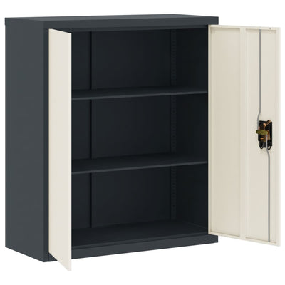 File Cabinet Anthracite and White 90x40x105 cm Steel