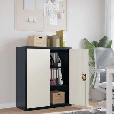 File Cabinet Anthracite and White 90x40x105 cm Steel