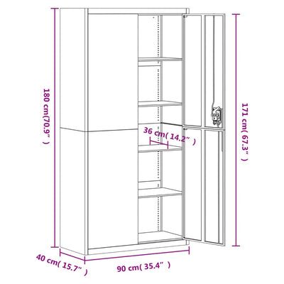 File Cabinet Anthracite 90x40x180 cm Steel