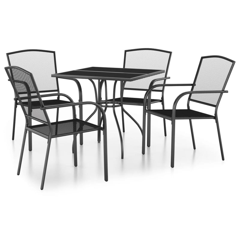 5 Piece Garden Dining Set Anthracite Steel