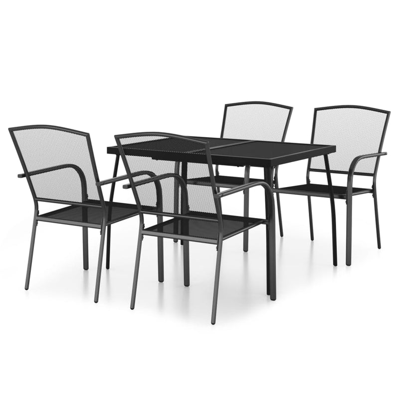 5 Piece Garden Dining Set Anthracite Steel