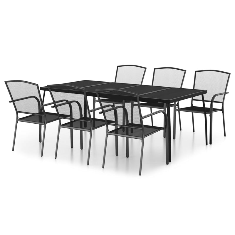 7 Piece Garden Dining Set Anthracite Steel