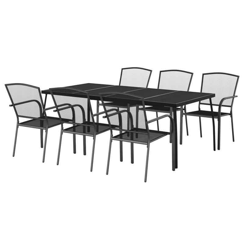 7 Piece Garden Dining Set Anthracite Steel