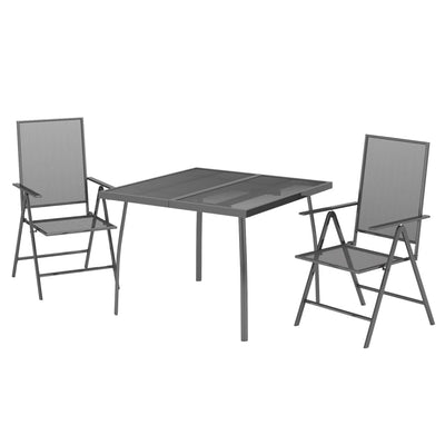 3 Piece Garden Dining Set Anthracite Steel