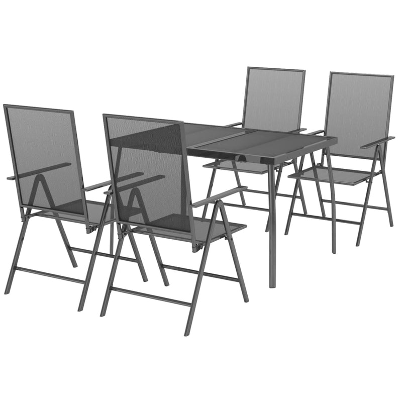 5 Piece Garden Dining Set Anthracite Steel