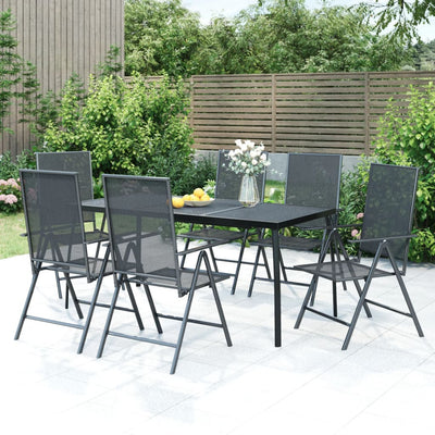 7 Piece Garden Dining Set Anthracite Steel