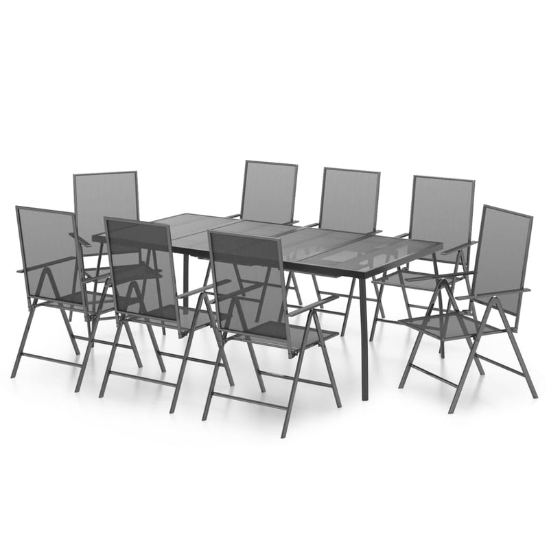 9 Piece Garden Dining Set Anthracite Steel