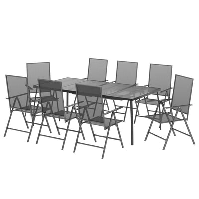 9 Piece Garden Dining Set Anthracite Steel