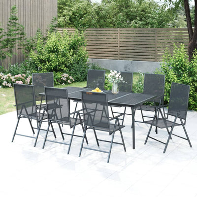 9 Piece Garden Dining Set Anthracite Steel