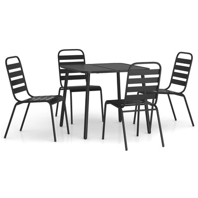 5 Piece Garden Dining Set Anthracite Steel