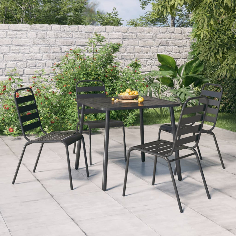 5 Piece Garden Dining Set Anthracite Steel