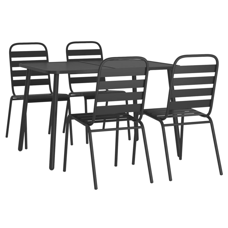 5 Piece Garden Dining Set Anthracite Steel