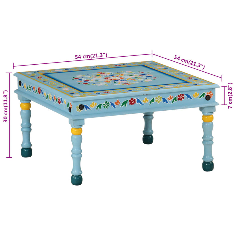 Coffee Table Turquoise Hand Painted Solid Wood Mango