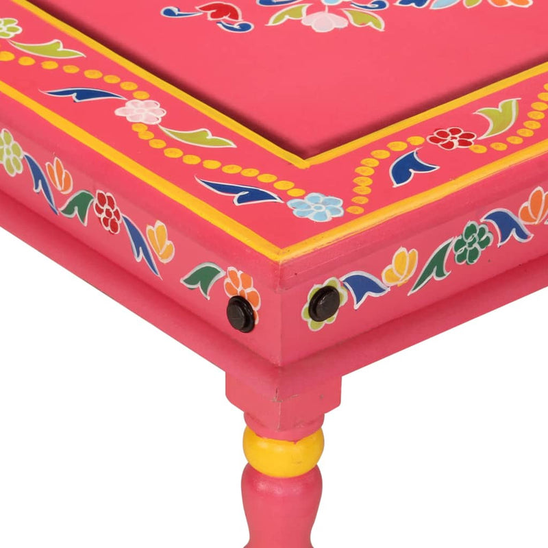 Coffee Table Pink Hand Painted Solid Wood Mango