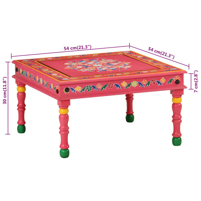 Coffee Table Pink Hand Painted Solid Wood Mango