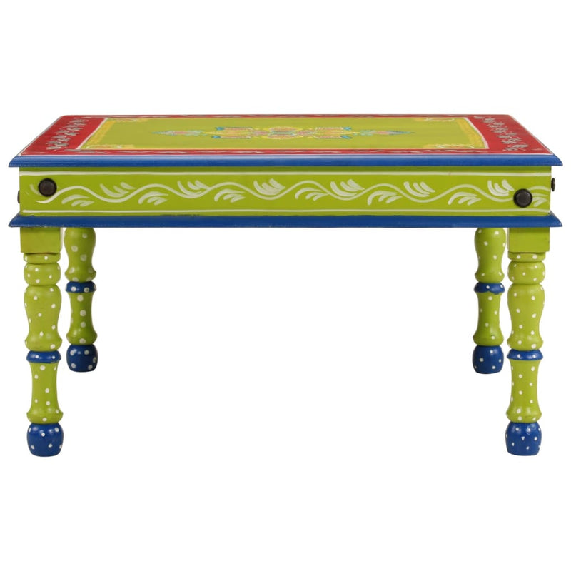 Coffee Table Green Hand Painted Solid Wood Mango