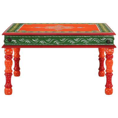 Coffee Table Orange Hand Painted Solid Wood Mango