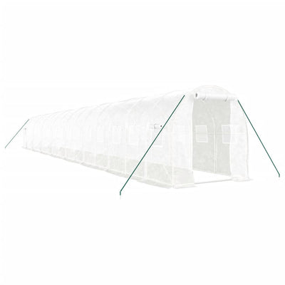 Greenhouse with Steel Frame White 32 m² 16x2x2 m