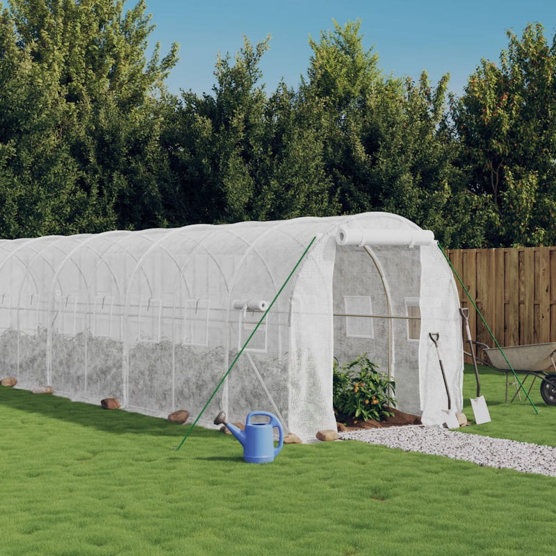 Greenhouse with Steel Frame White 32 m² 16x2x2 m