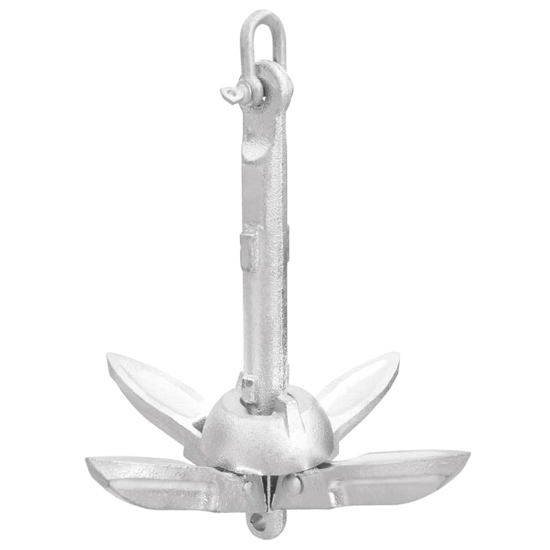 Folding Anchor with Rope Silver 0.7 kg Hot Dip Galvanized Cast Iron