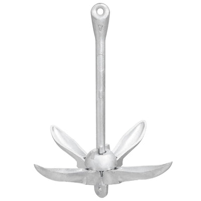 Folding Anchor with Rope Silver 4 kg Hot Dip Galvanized Cast Iron