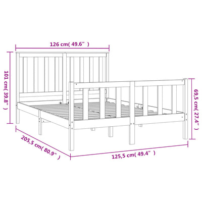 Bed Frame with Headboard Black 183x203 cm Solid Wood Pine King Size