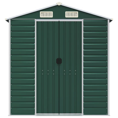 Garden Shed Green 191x470x198 cm Galvanised Steel