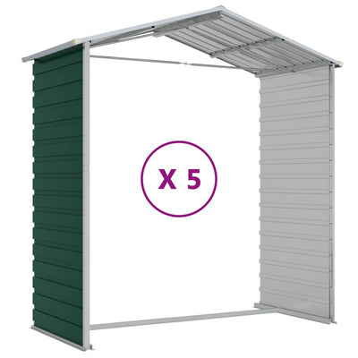 Garden Shed Green 191x470x198 cm Galvanised Steel