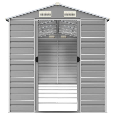 Garden Shed Light Grey 191x555x198 cm Galvanised Steel