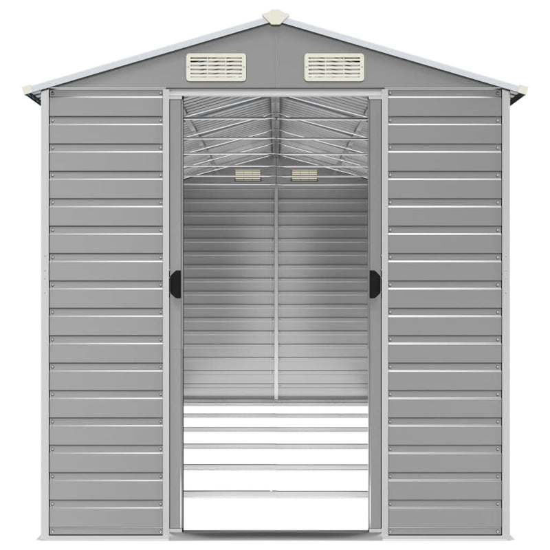 Garden Shed Light Grey 191x555x198 cm Galvanised Steel