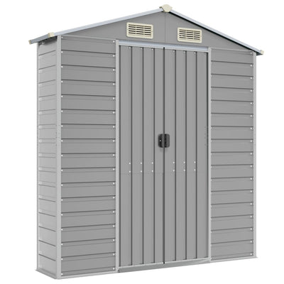 Garden Shed Light Grey 191x810x198 cm Galvanised Steel