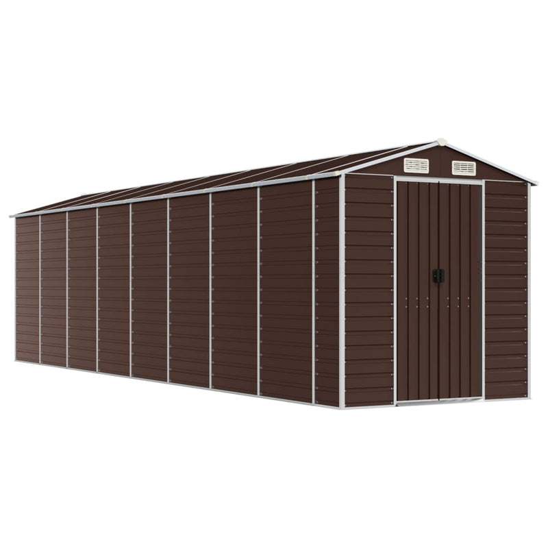 Garden Shed Brown 191x725x198 cm Galvanised Steel